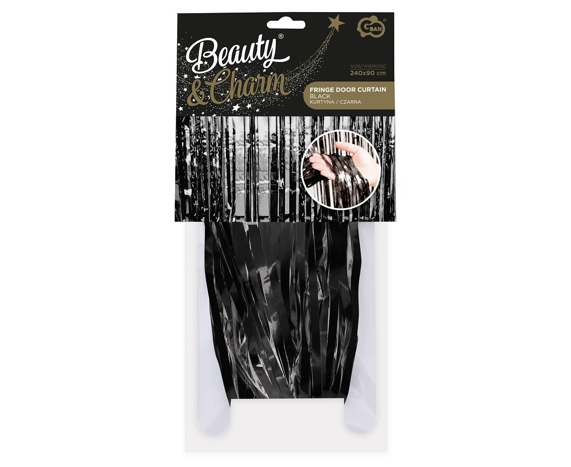 Fringe Door Curtain, black, 90x240 cm