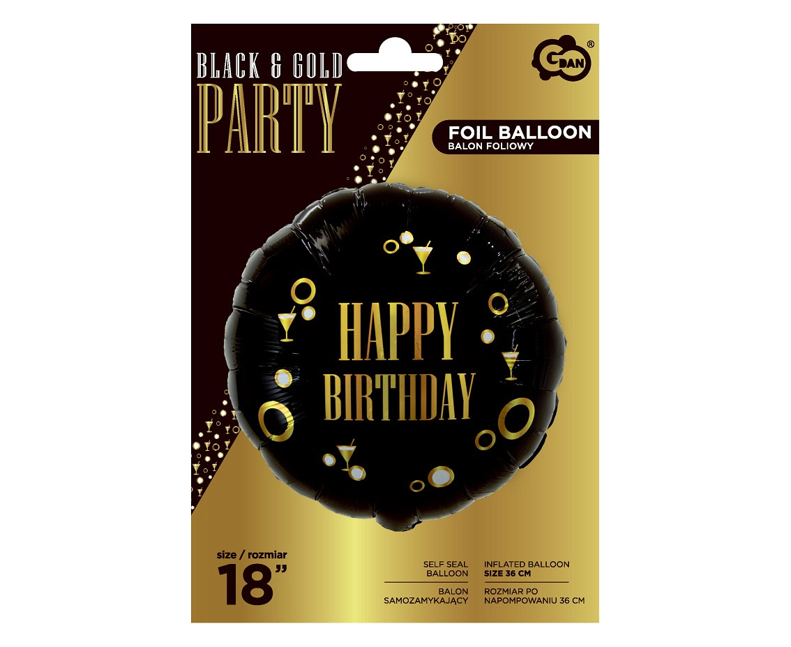 Foil balloon Happy Birthday (B&G Party), 18"