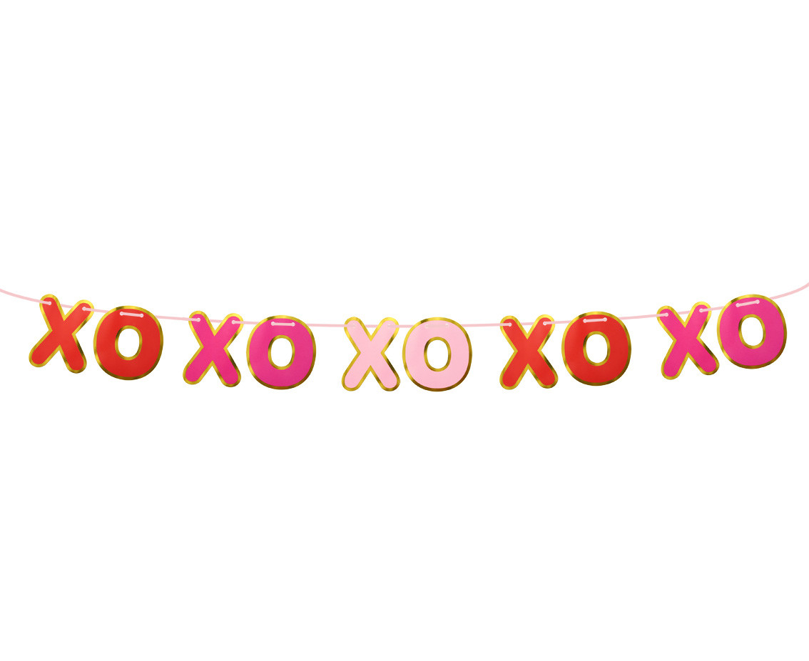 Paper garland XOXO, gold outline, 200 cm EOL