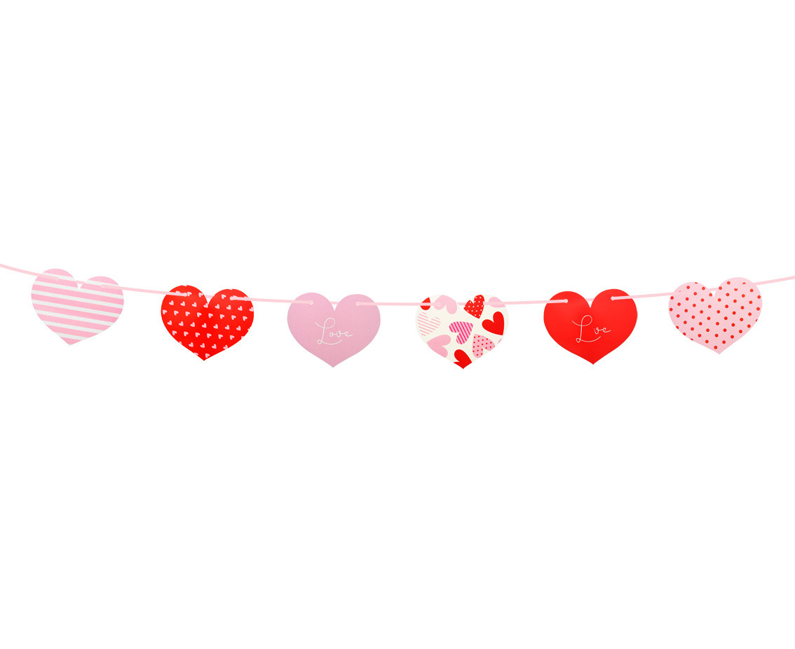 Paper garland Hearts, patterns, 200 cm