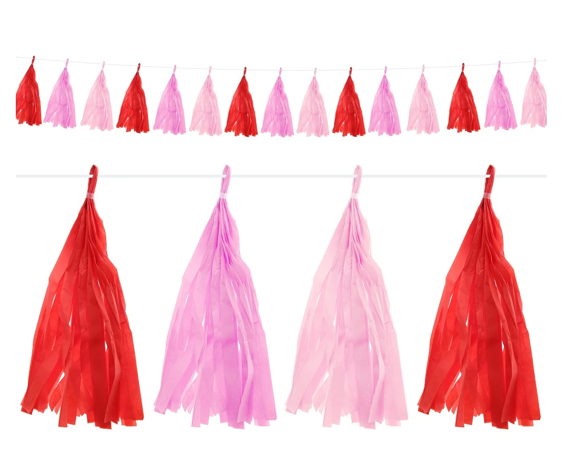 Tinsel paper garland, red-pink, 250 cm EOL