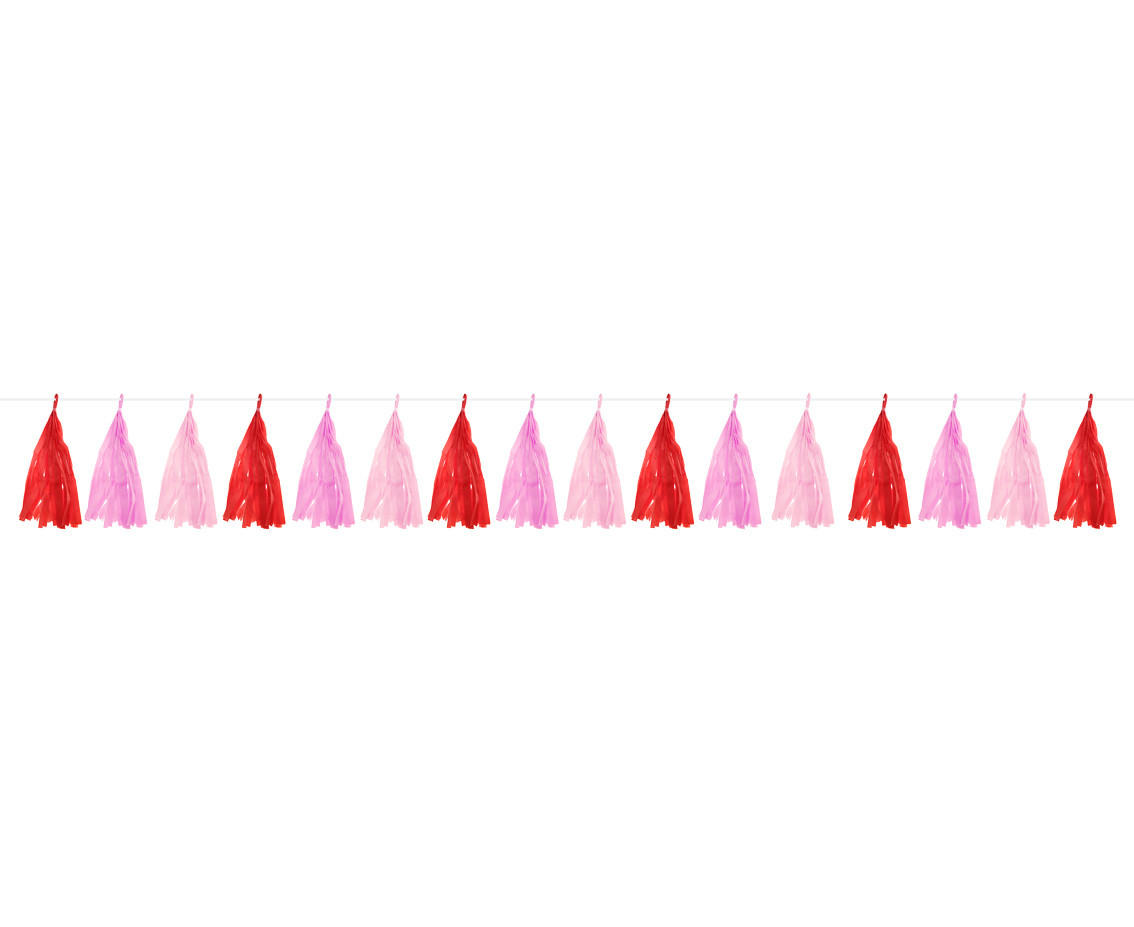 Tinsel paper garland, red-pink, 250 cm EOL