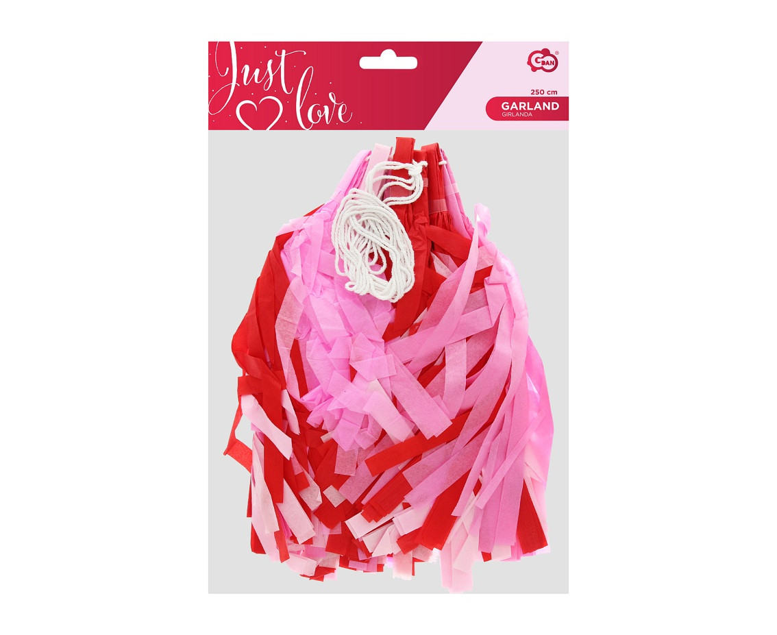 Tinsel paper garland, red-pink, 250 cm EOL