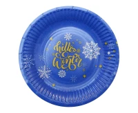 Paper plates Navy Blue, snowflakes, 18 cm/ 6 pcs. EOL