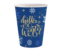 Paper cups Navy Blue, snowflakes, 250 ml/ 6 pcs. EOL
