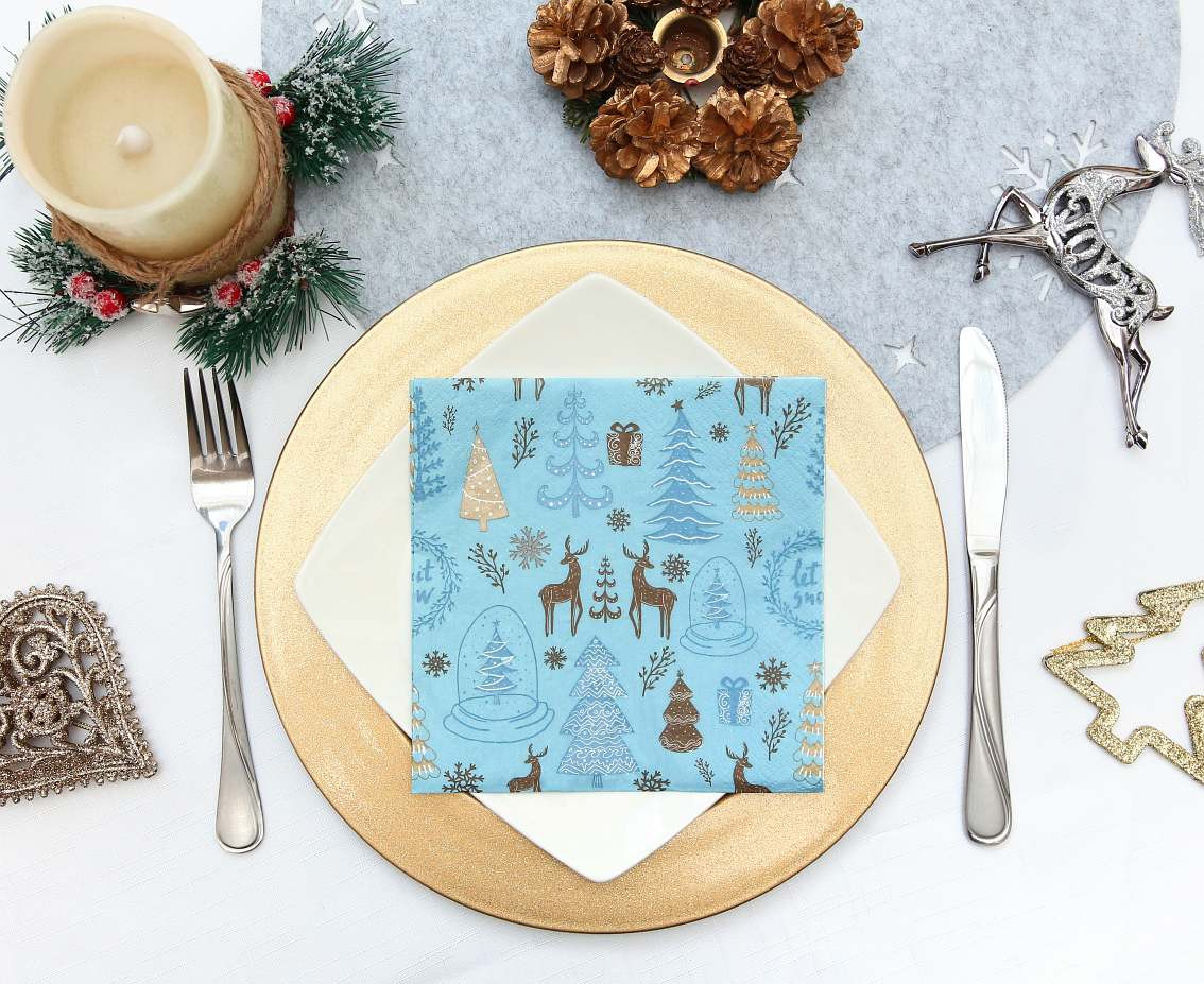 Paper napkins Hello Winter, l. blue, 33x33 cm/ 20 pcs. EOL