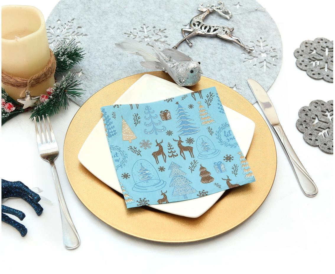 Paper napkins Hello Winter, l. blue, 33x33 cm/ 20 pcs. EOL