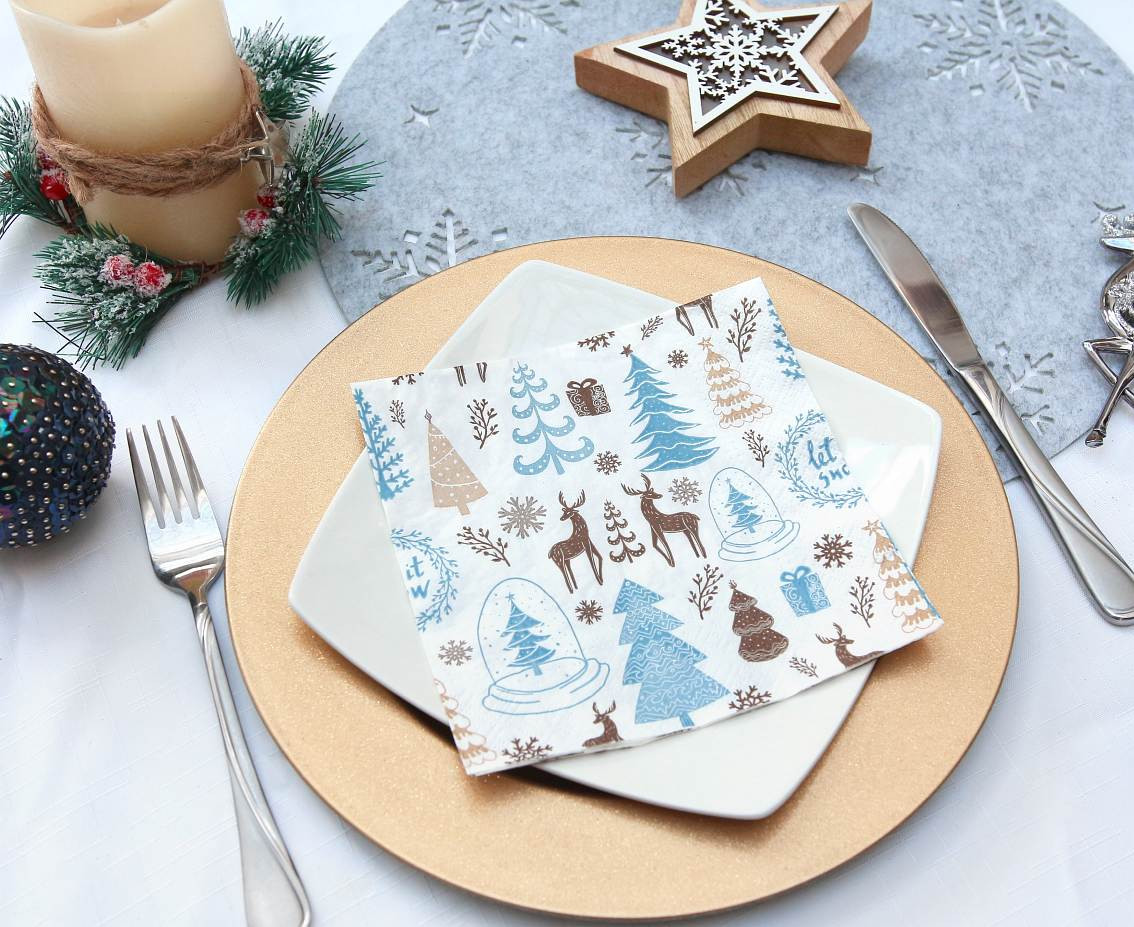 Paper napkins Hello Winter, white, 33x33 cm/ 20 pcs. EOL