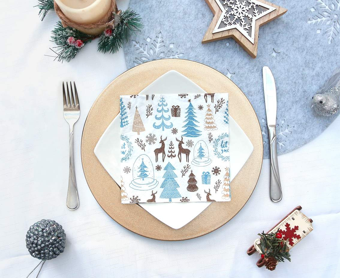 Paper napkins Hello Winter, white, 33x33 cm/ 20 pcs. EOL