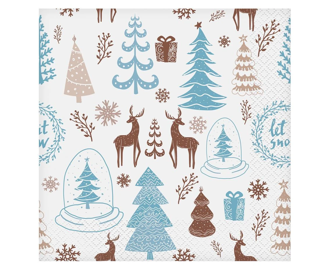 Paper napkins Hello Winter, white, 33x33 cm/ 20 pcs. EOL