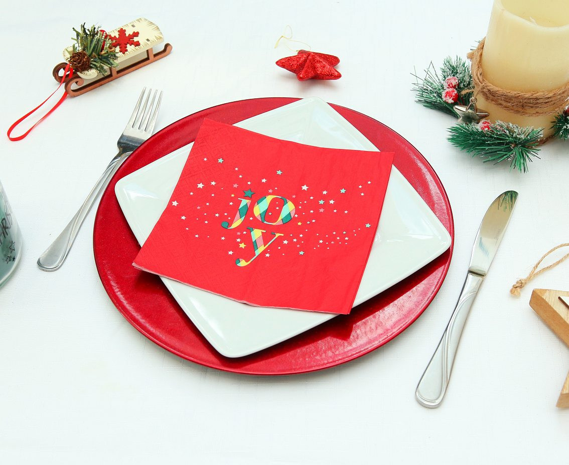 Paper napkins Joy, red, 33x33 cm/ 20 pcs. EOL