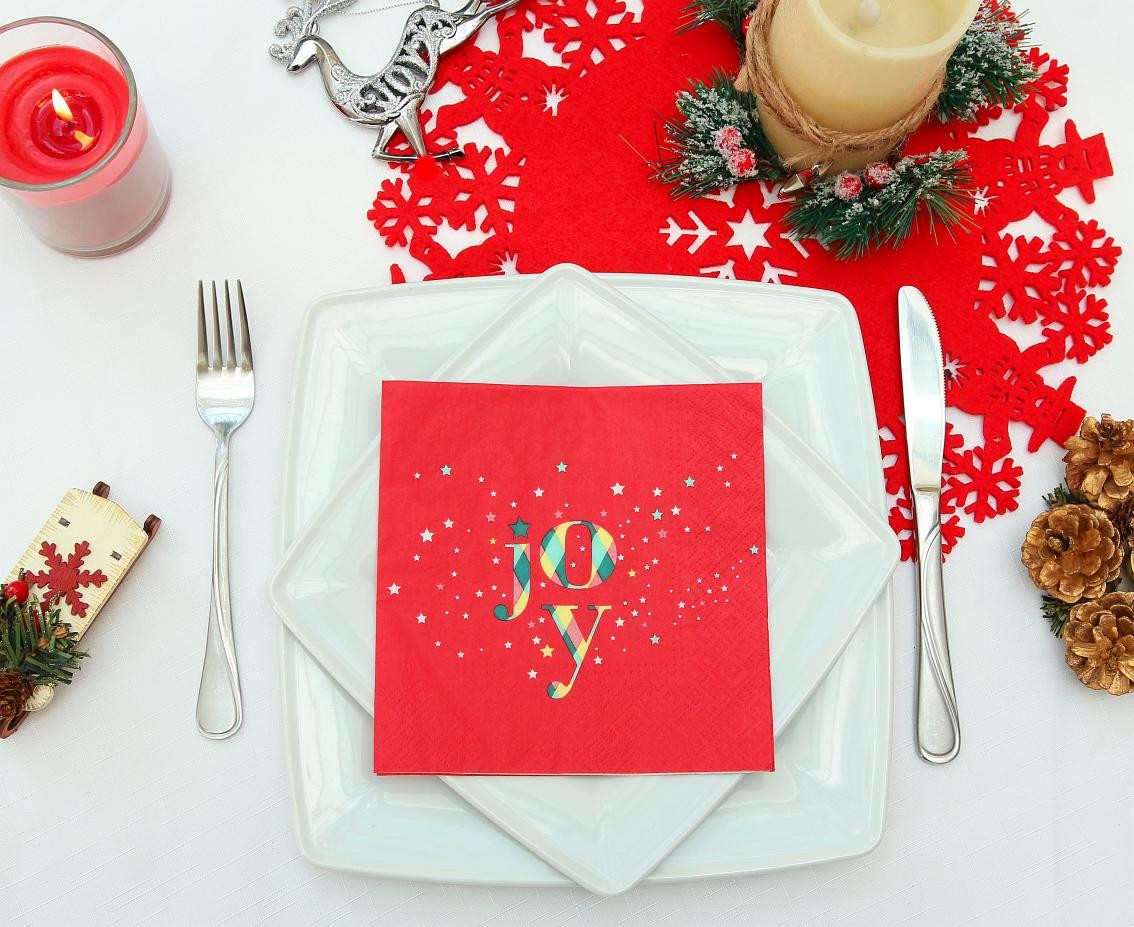 Paper napkins Joy, red, 33x33 cm/ 20 pcs. EOL