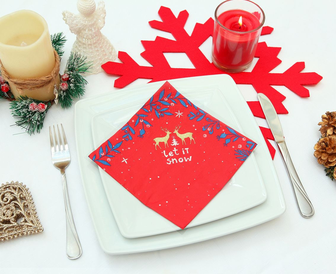 Paper napkins Let It Snow, red, 33x33 cm/ 20 pcs. EOL