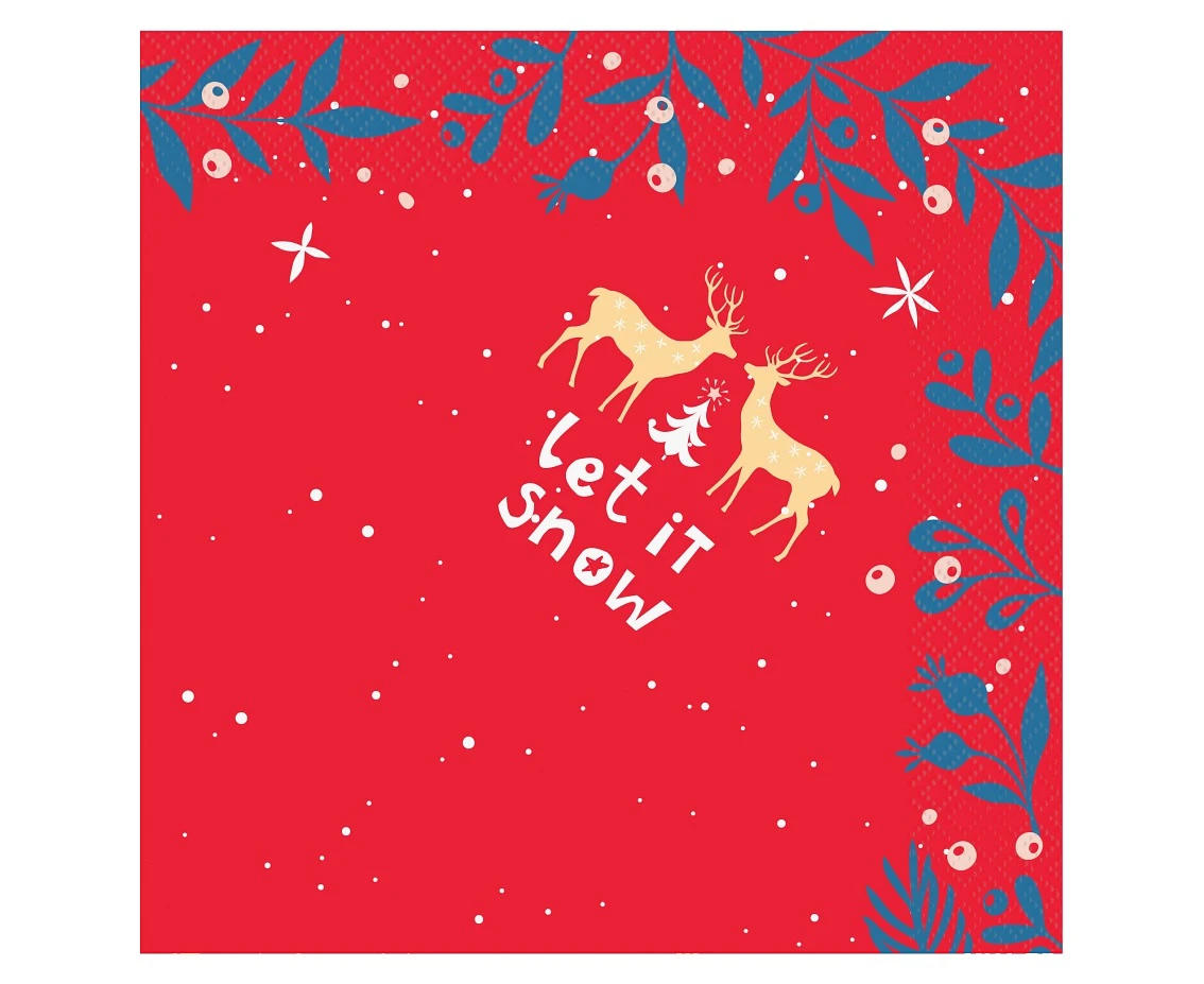 Paper napkins Let It Snow, red, 33x33 cm/ 20 pcs. EOL