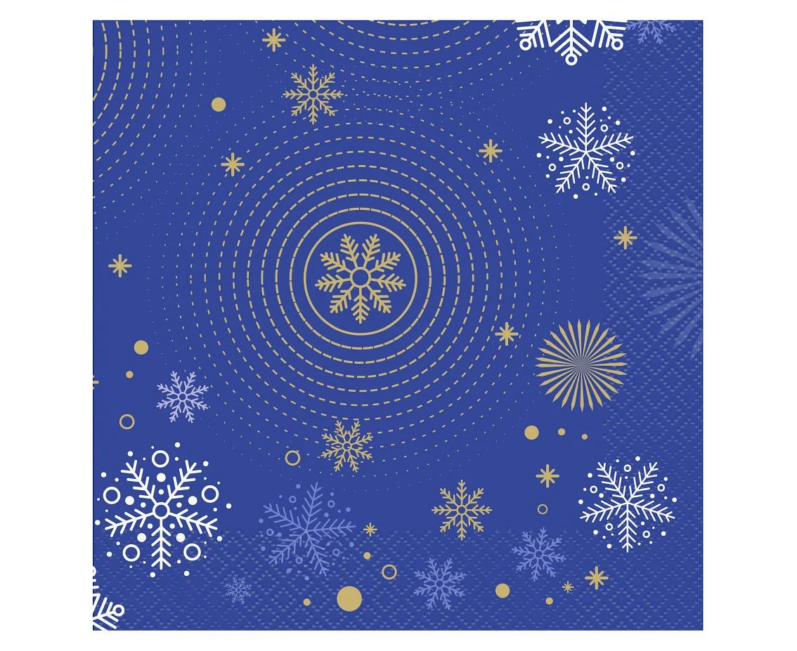 Paper napkins Navy Blue, snowflakes, 33x33 cm/ 20 pcs. EOL
