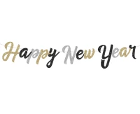 Paper garland B&C Happy New Year, glitter, 250 cm EOL