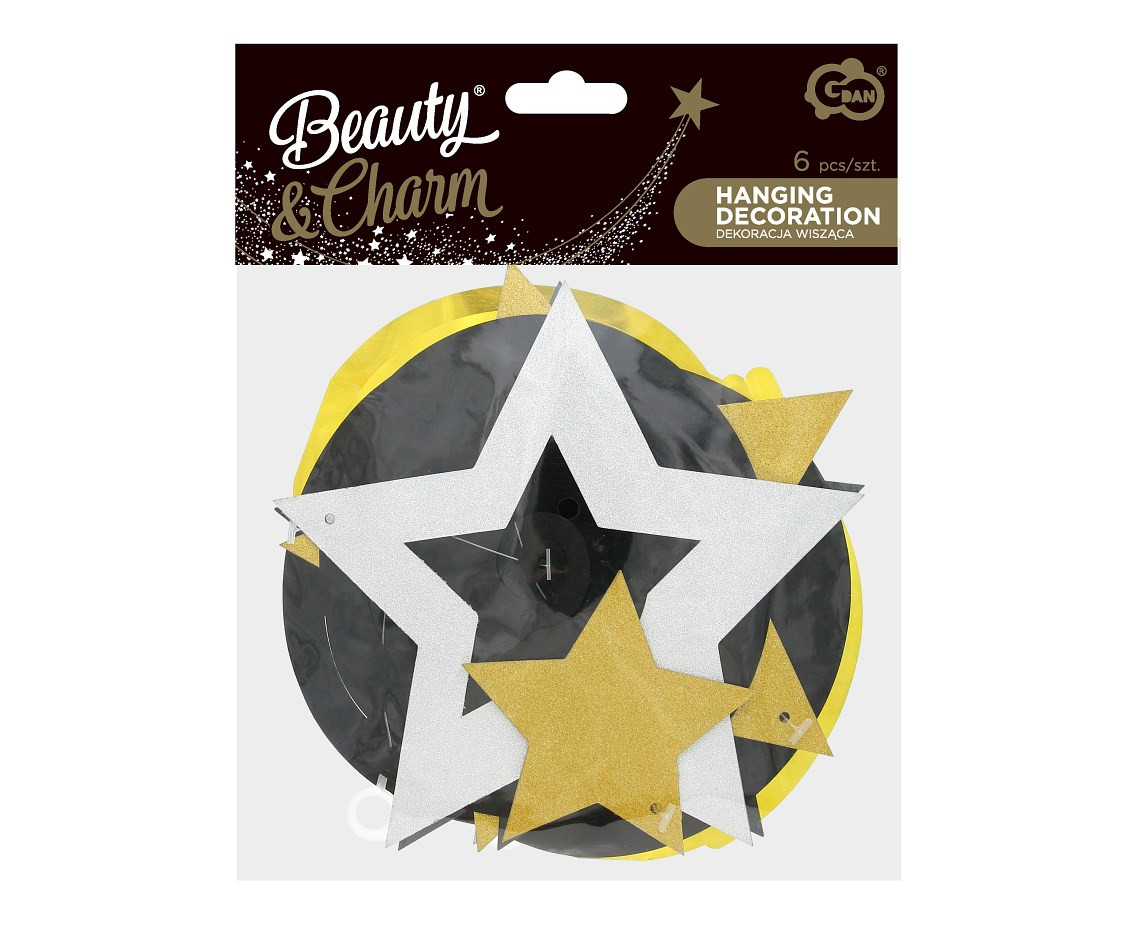 Hanging decoration B&C Stars, glitter, 6 pcs EOL
