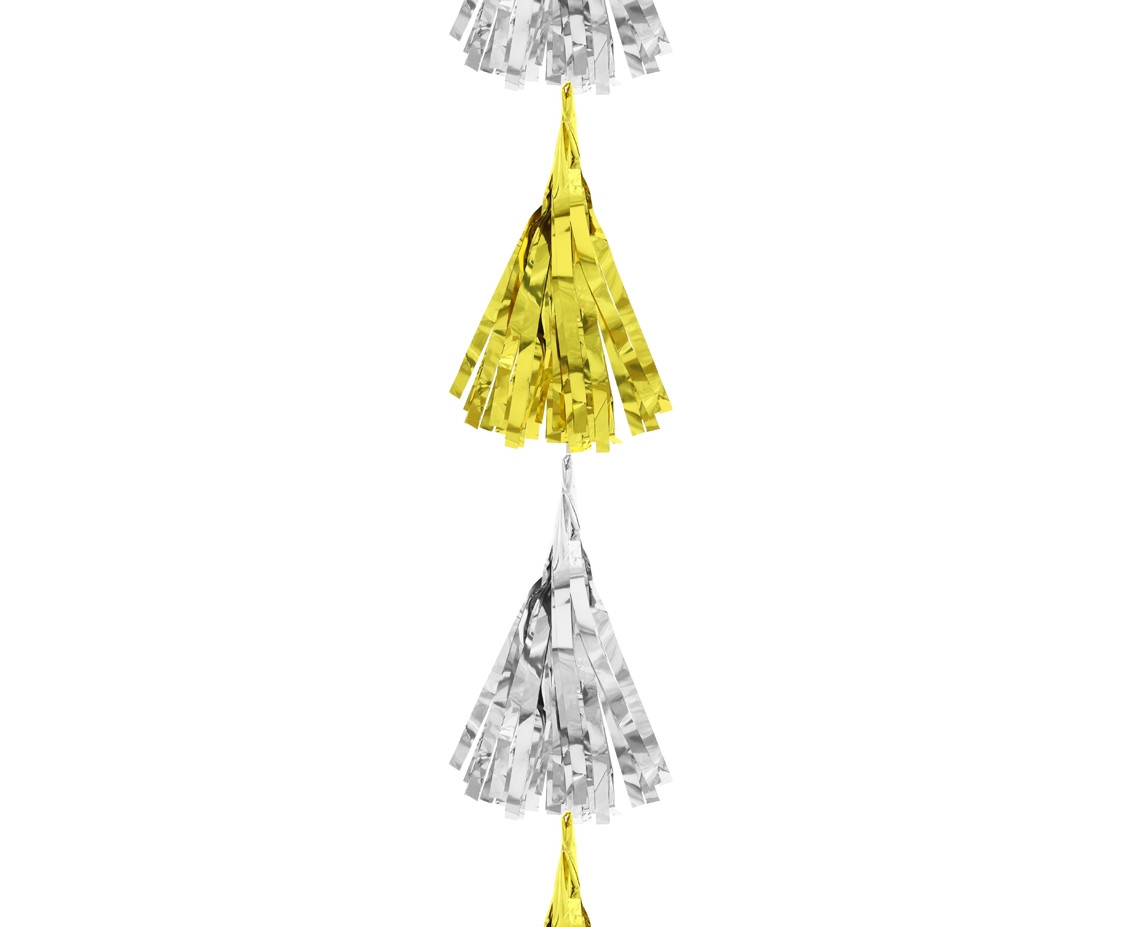 Vertical tinsel decoration B&C, gold-silver, 180 cm EOL