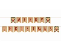 Paper garland Merry Christmas, leaves, 10x13 cm, 250 cm EOL