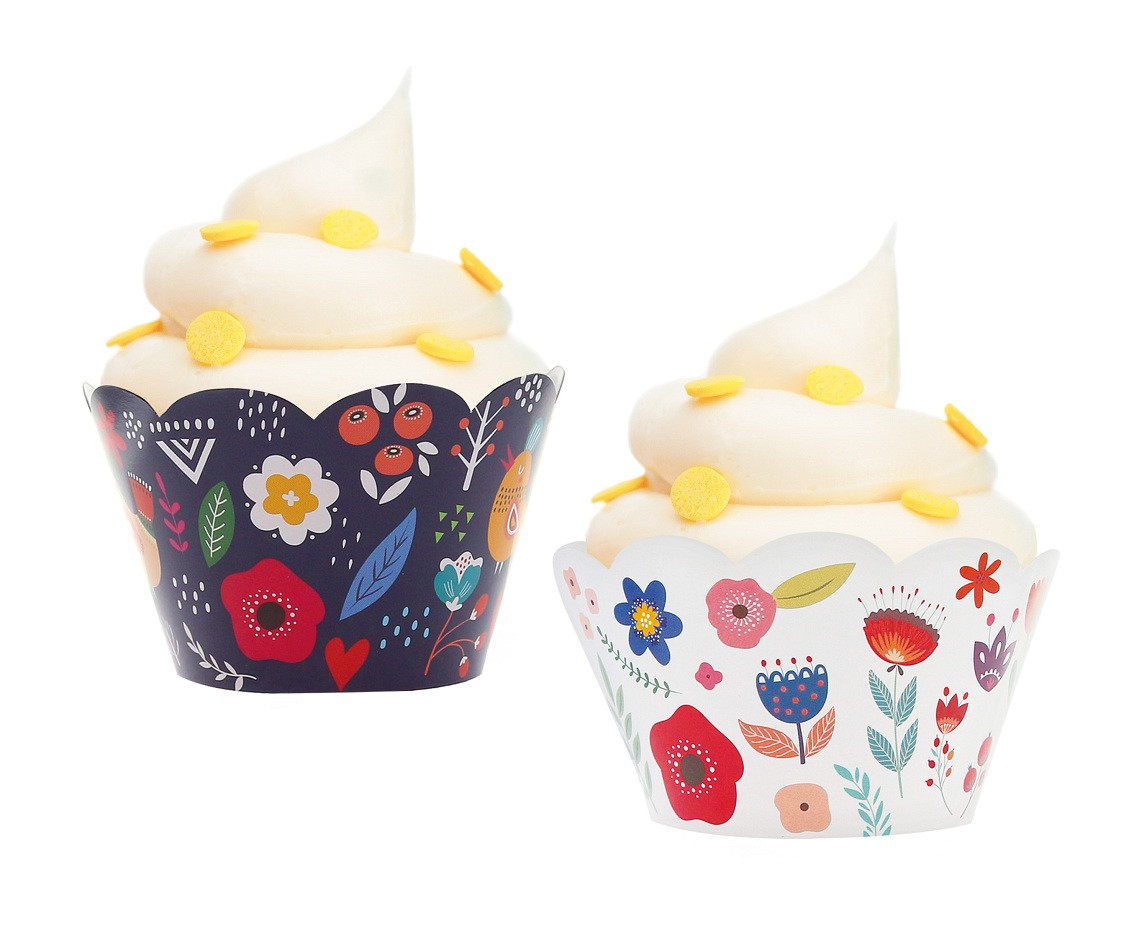 Cake wrappers Folk garden, 6 pcs EOL