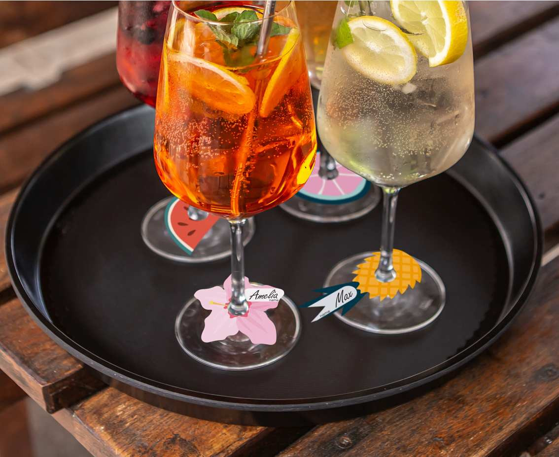 Glass place cards Summer - Let's party, 6 pcs