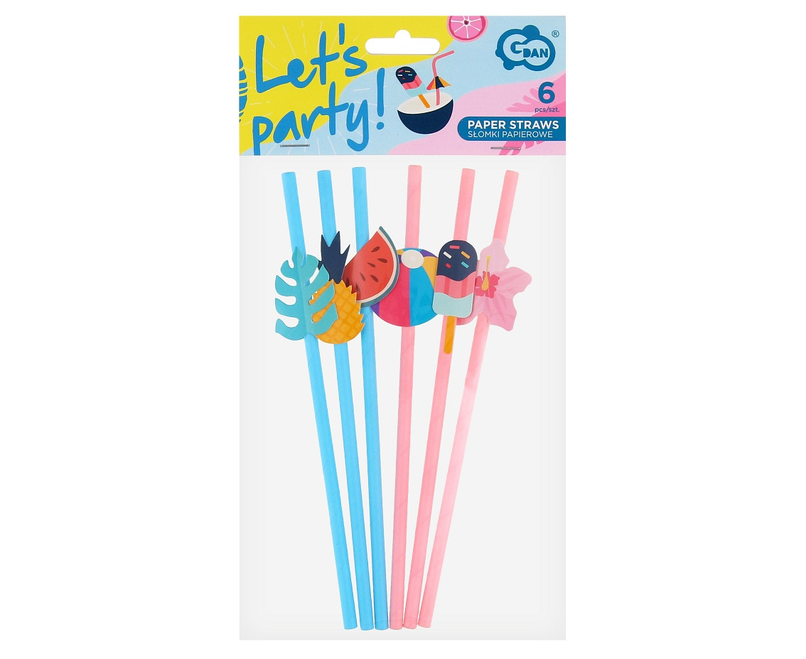 Paper straws Summer - Let''s party, 6 pcs EOL
