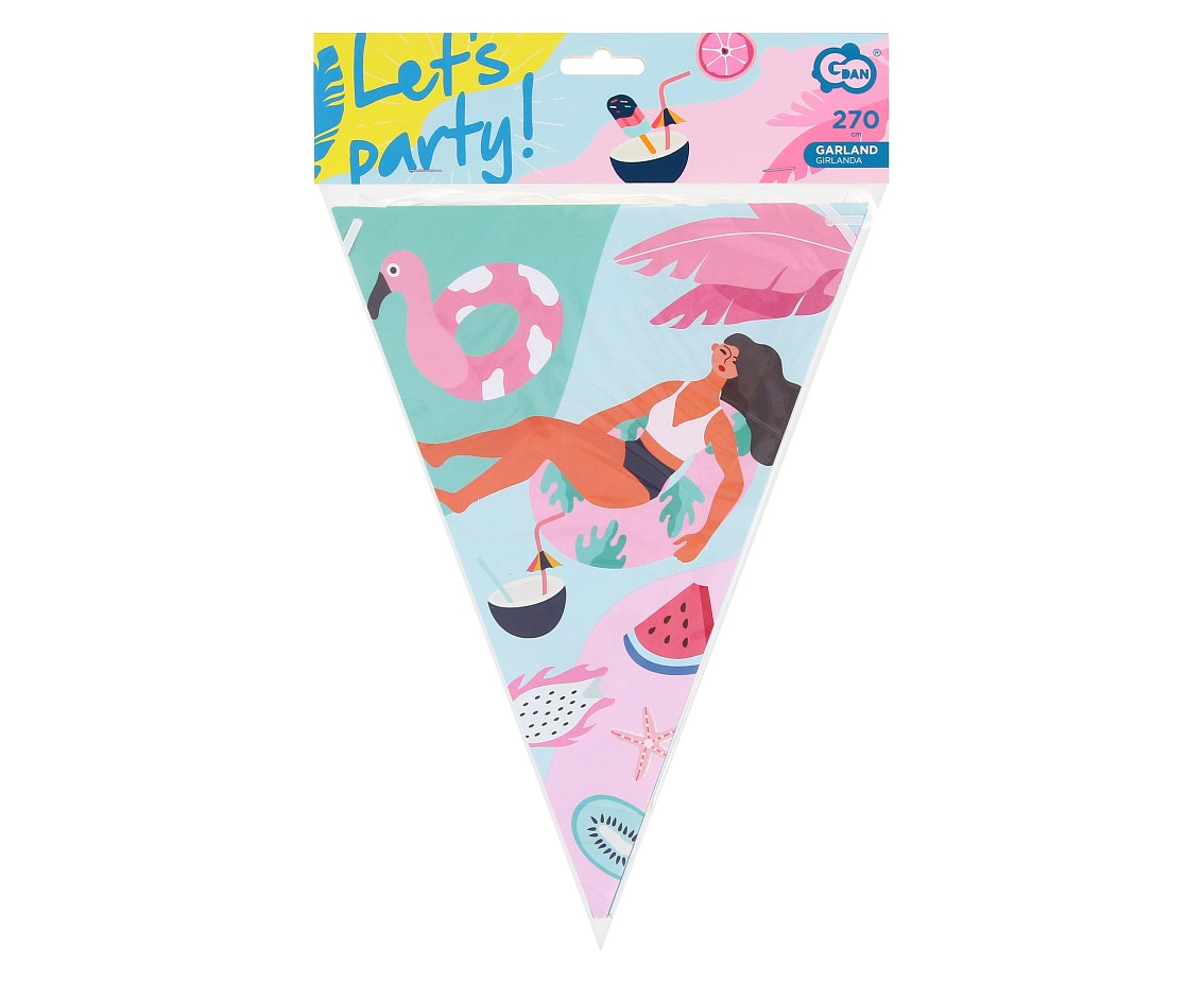 Paper garland Summer - Let''s party (surfing), flags, 270 cm EOL