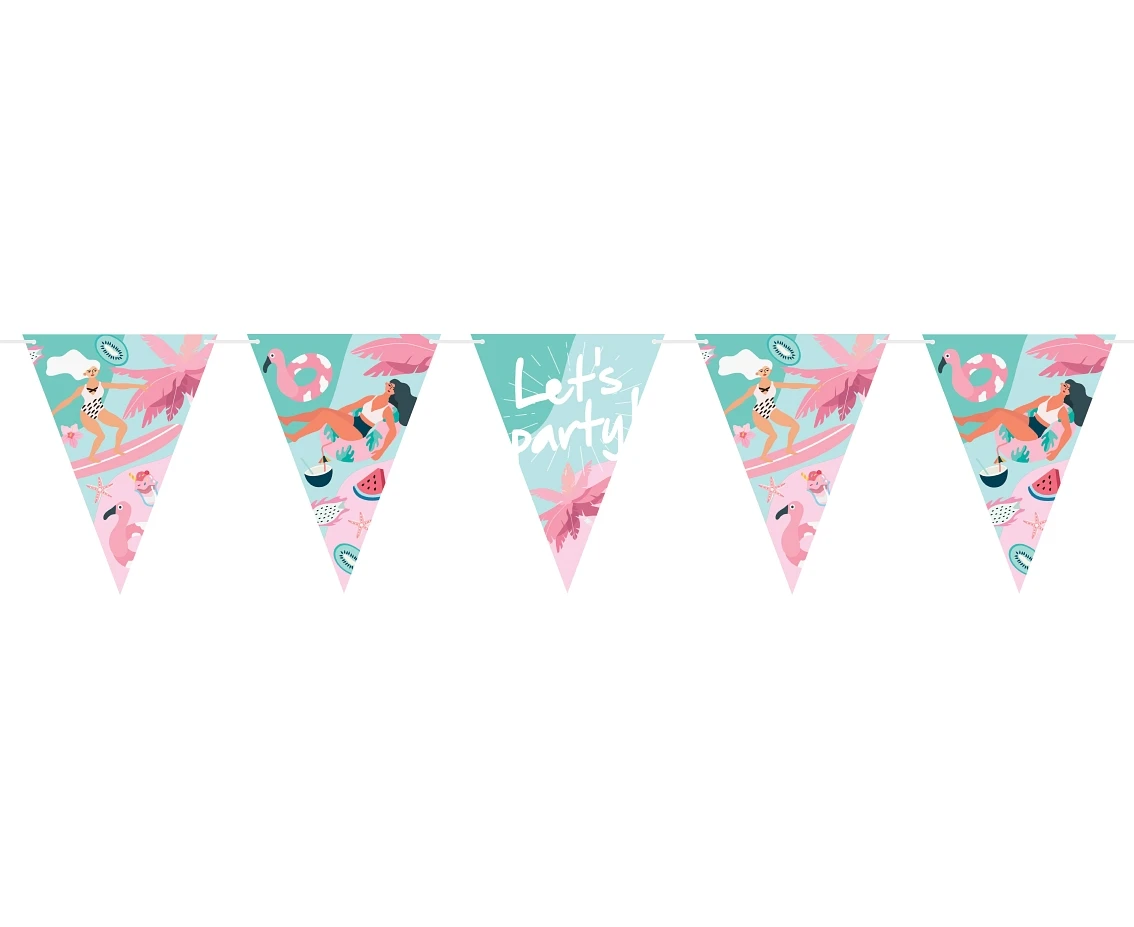 Paper garland Summer - Let''s party (surfing), flags, 270 cm EOL
