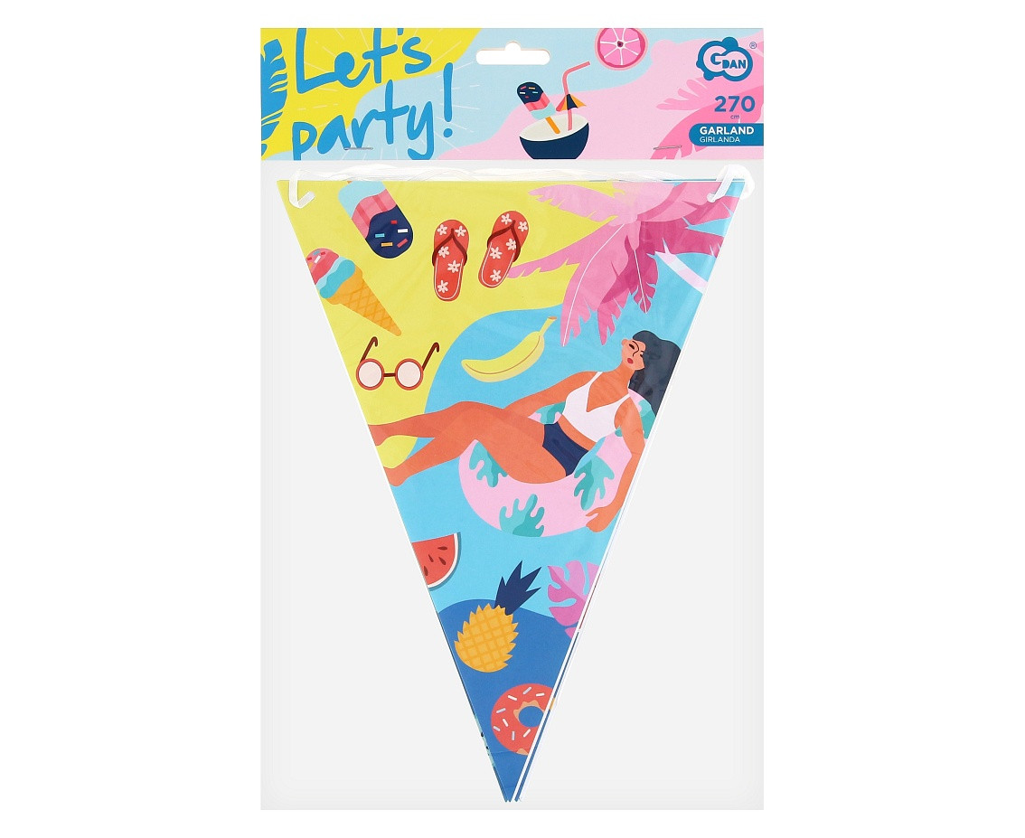 Paper garland Summer - Let''s party (beach), flags, 270 cm EOL