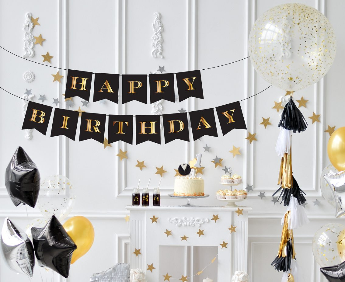Paper garland Happy Birthday - B&G Party, 250 cm