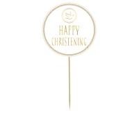 Cake topper Happy Christening - Dove, diameter 14 cm EOL
