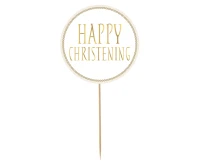 Cake topper Happy Christening, diameter 14 cm EOL