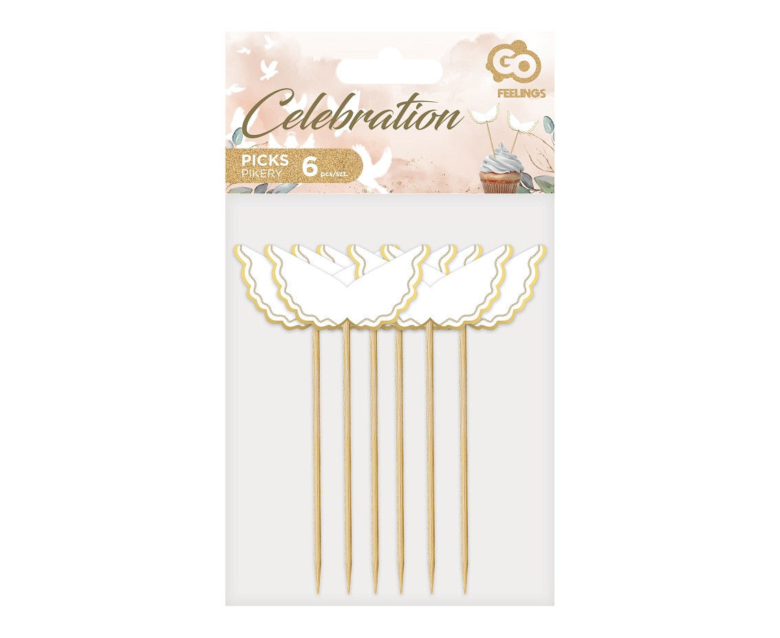 Picks Angel, gold outline, 6 pcs