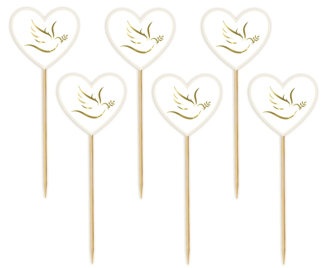 Picks Heart with dove, 6 pcs