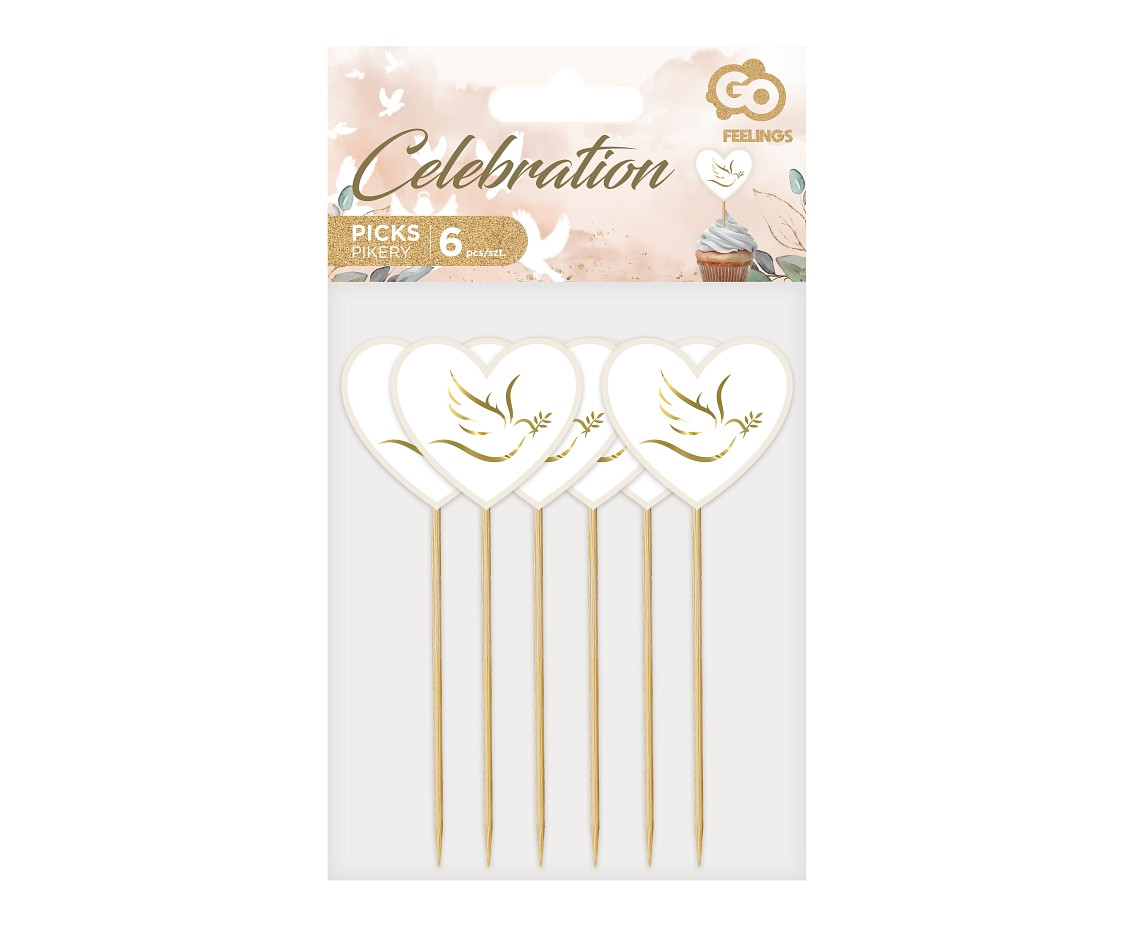 Picks Heart with dove, 6 pcs