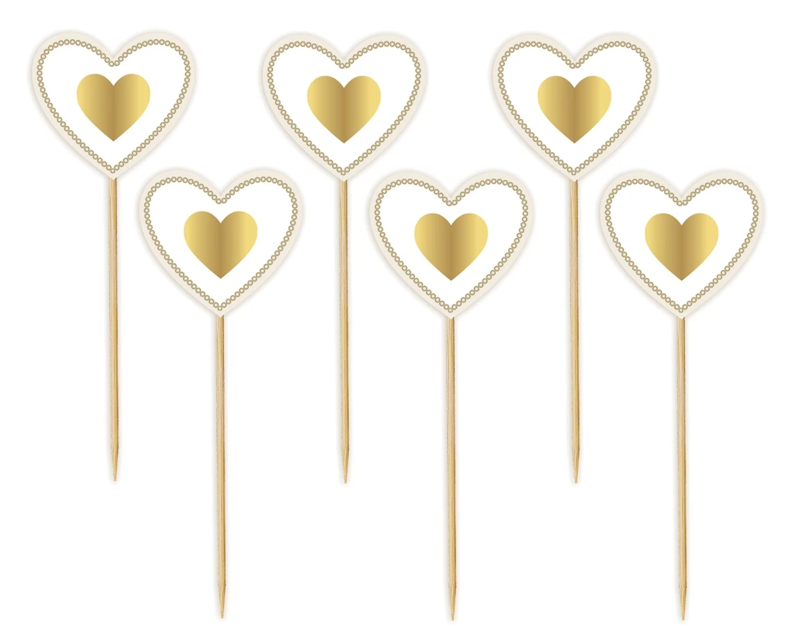 Picks Gold Heart, 6 pcs