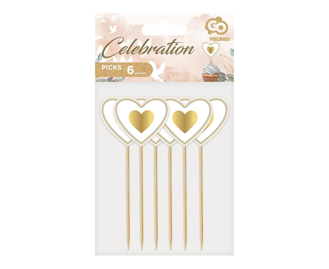 Picks Gold Heart, 6 pcs