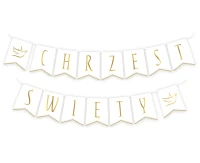 Paper garland Chrzest Święty, flags 13.5x17.5 cm, 2x300 cm