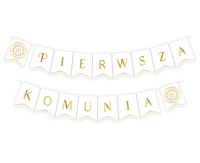 Paper garland Pierwsza Komunia, flags 13.5x17.5 cm, 2x300 cm EOL