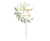 Cake topper Chrzest Święty, leaves, diameter 14 cm