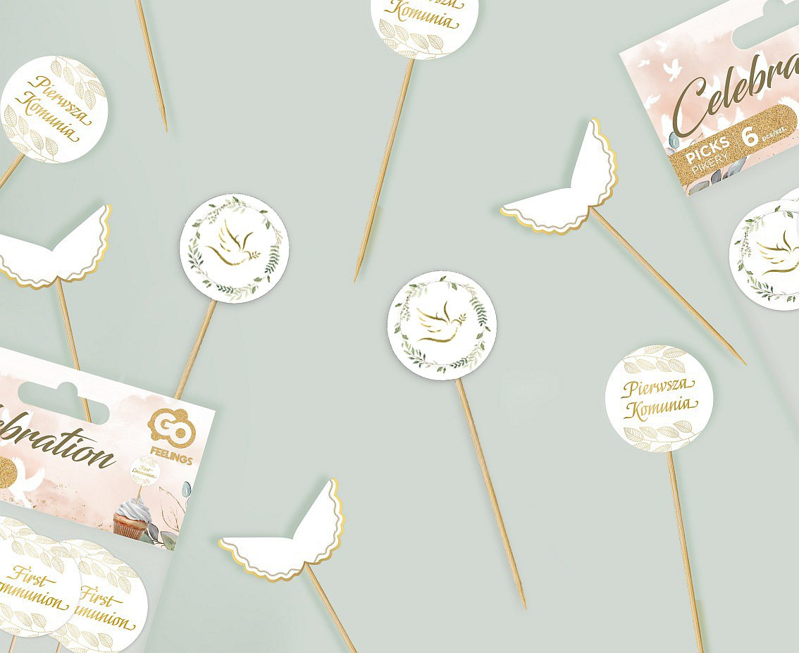 Picks Dove with leaves, 6 pcs