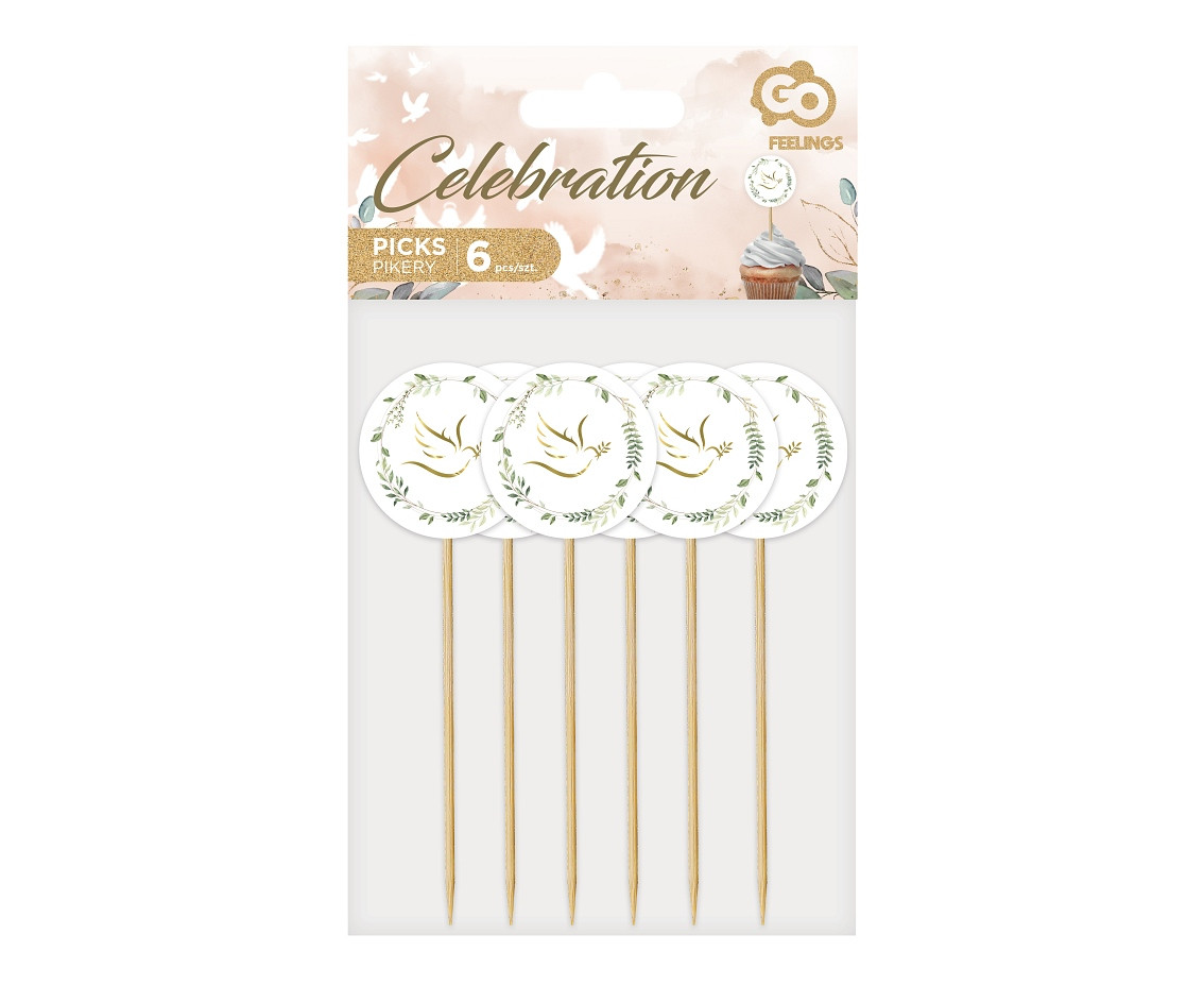 Picks Dove with leaves, 6 pcs
