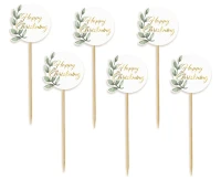 Picks Happy Christening, leaves, 6 pcs