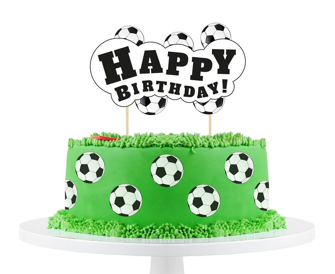 Cake topper Football - Happy Birthday, 13x19 cm