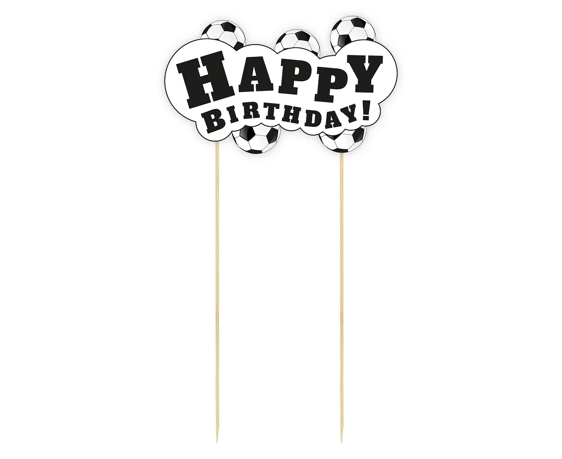 Cake topper Football - Happy Birthday, 13x19 cm