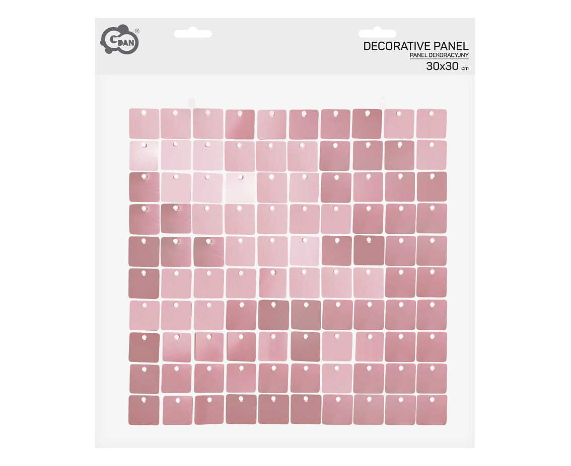 Decorative pink panel, transparent background, 30x30 cm / 100 squares