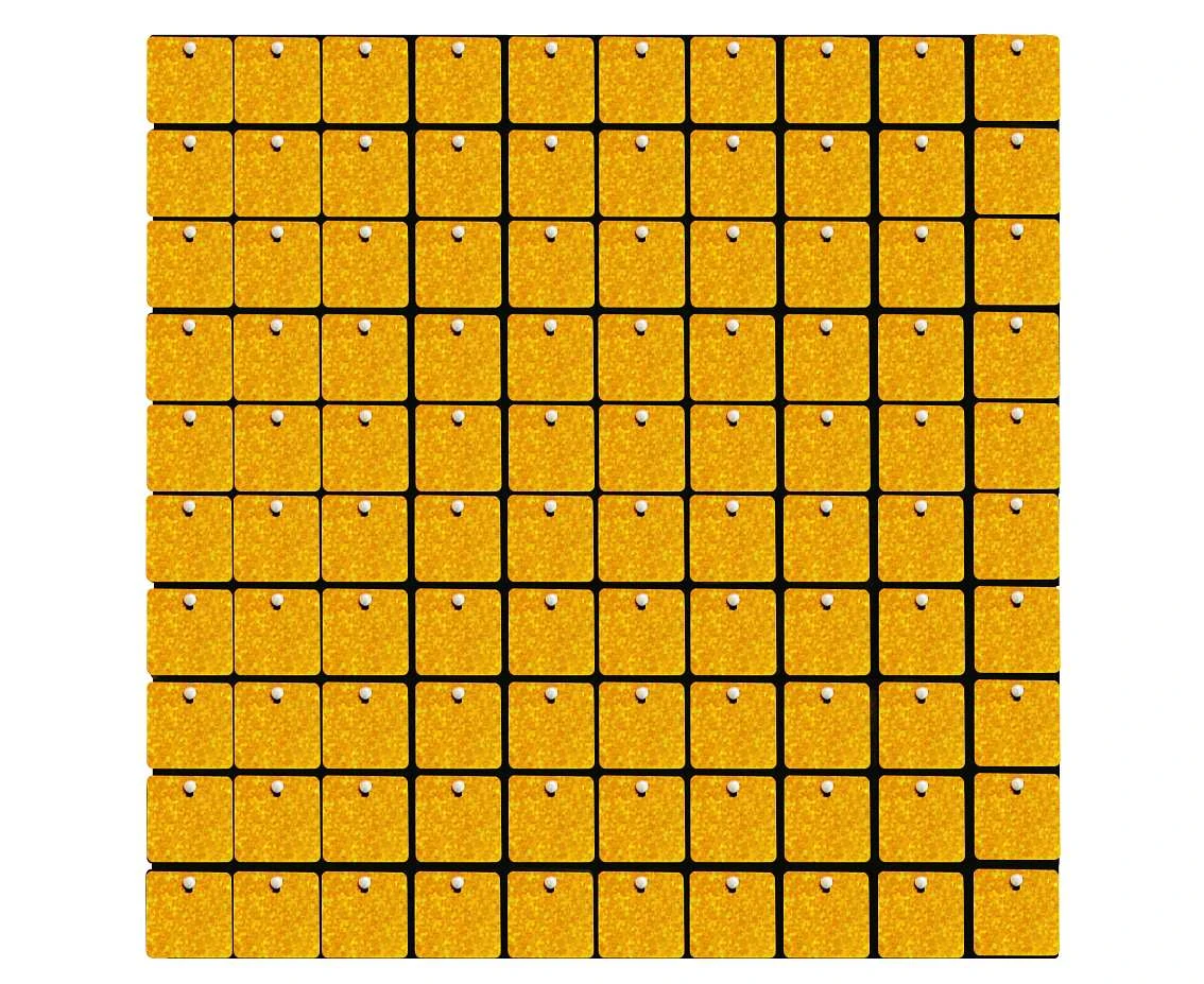 Decorative holo gold panel, black background, 30x30 cm / 100 squares EOL