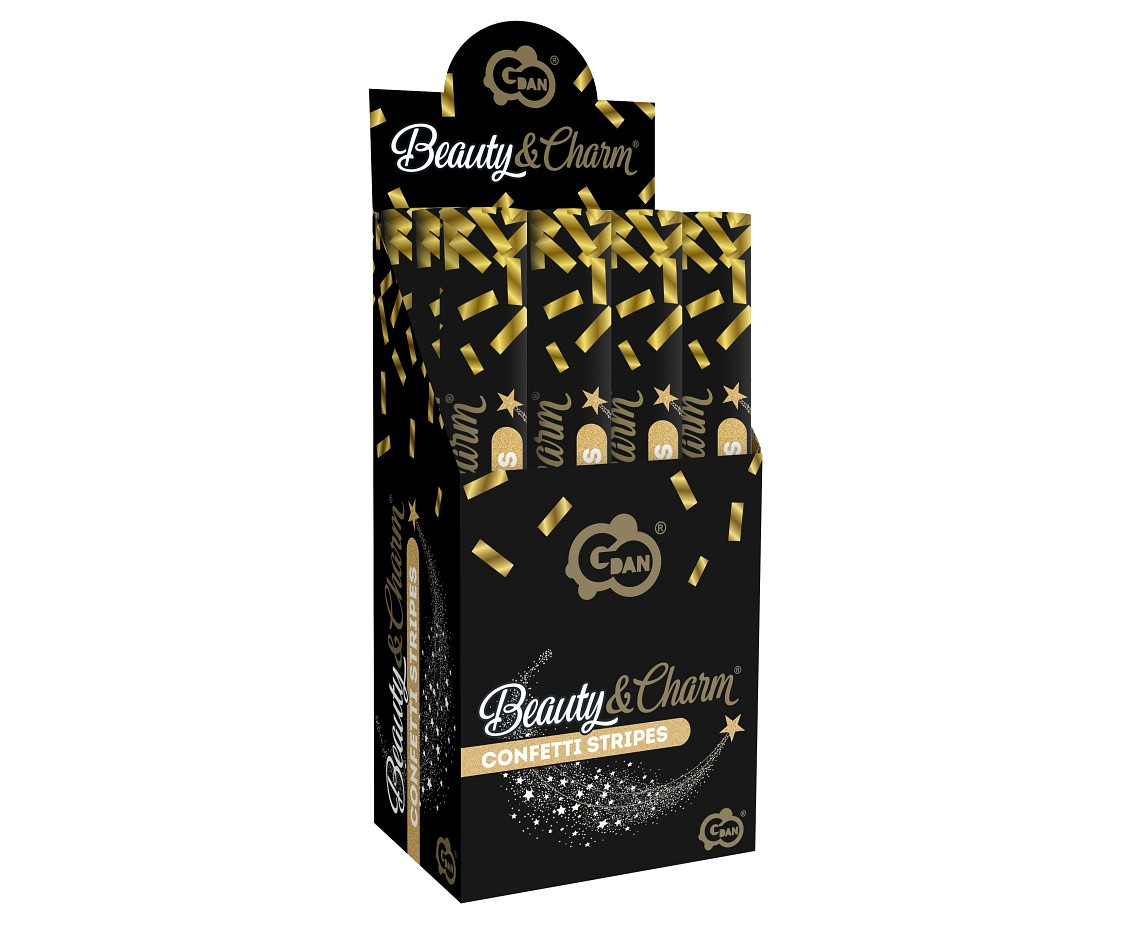 Confetti Cannon B&C Gold stripes (foil) / 40 cm