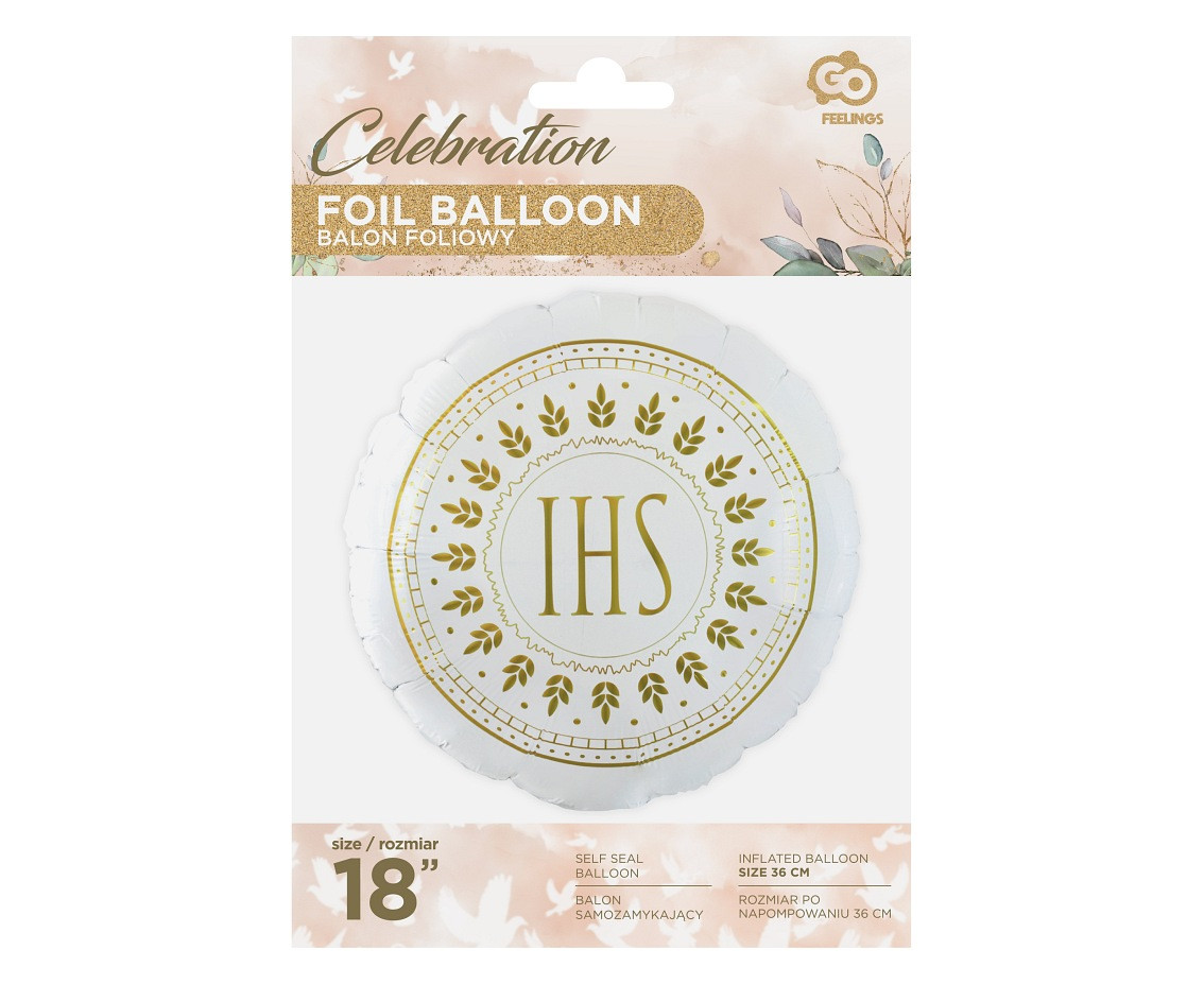 Foil balloon "IHS" Round 18" EOL