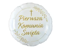 Foil balloon "Pierwsza Komunia Święta" (ears of corn), Round 18" EOL